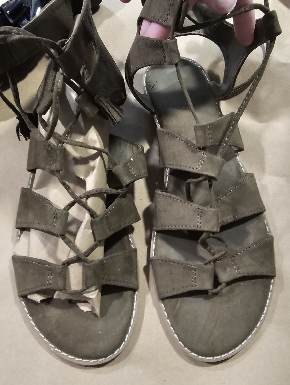 Women's Olive Green Lace-Up Gladiator Sandals